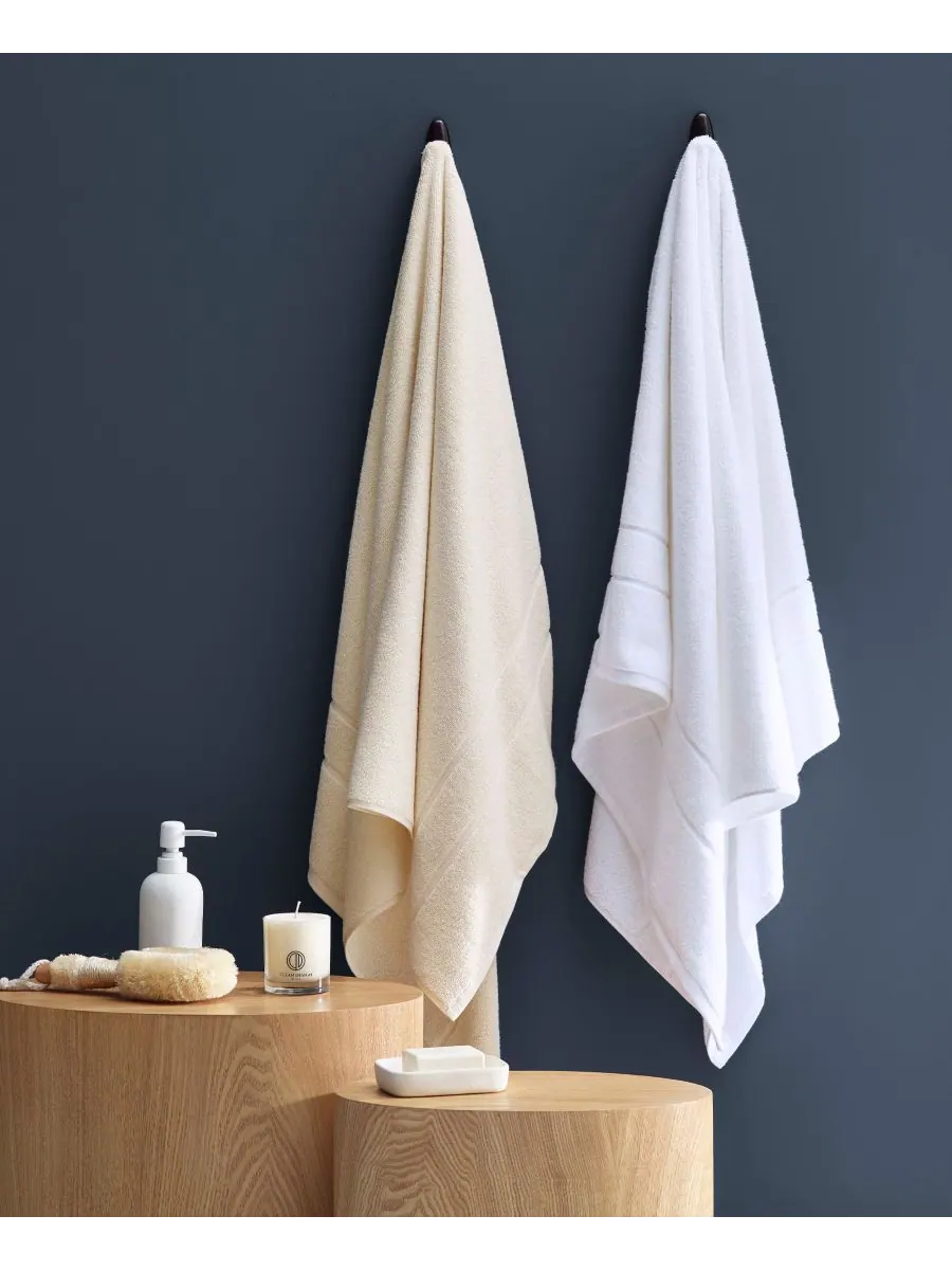Набор из 2 банных полотенец Martex из хлопка Supima с низким содержанием ворса Clean Design Home — изображение 5 из 10, белый