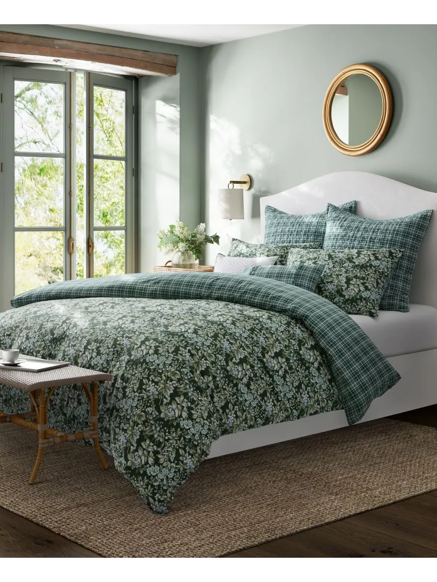Комплект постельного белья Bramble Floral из хлопка, двусторонний, 7 предметов, размер King Laura — изображение 2 из 10
