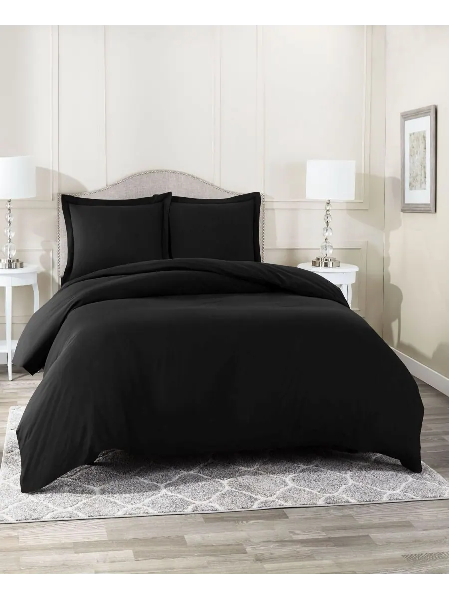 Комплект постельного белья Neslt Super Soft Double Brushed Microfiber, 3 предмета, размер Queen — изображение 1 из 7, черный