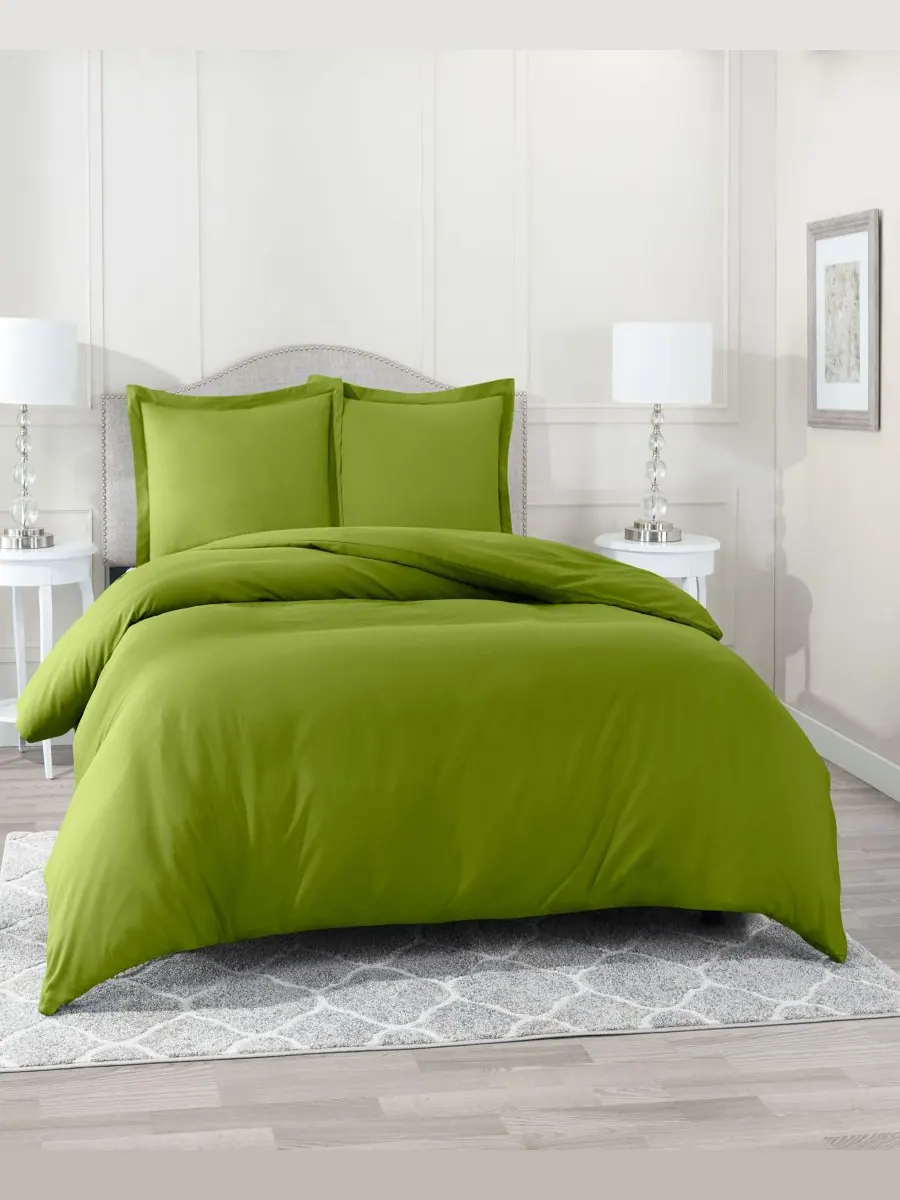 Комплект постельного белья Neslt Super Soft Double Brushed Microfiber, 3 предмета, размер Queen — изображение 1 из 7, зеленый