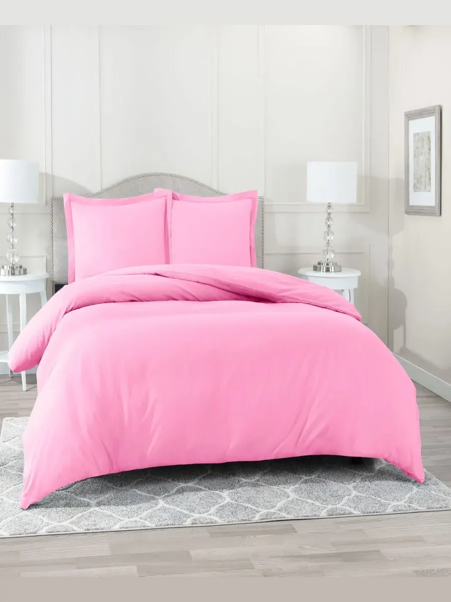 Комплект постельного белья Neslt Super Soft Double Brushed Microfiber, 3 предмета, размер Queen — изображение 1 из 7, розовый