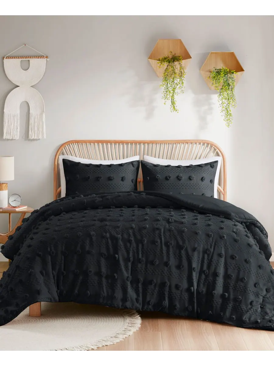 Комплект постельного белья Lucy Clip Jacquard из 3 предметов, размер King/California King — изображение 1 из 10, черный