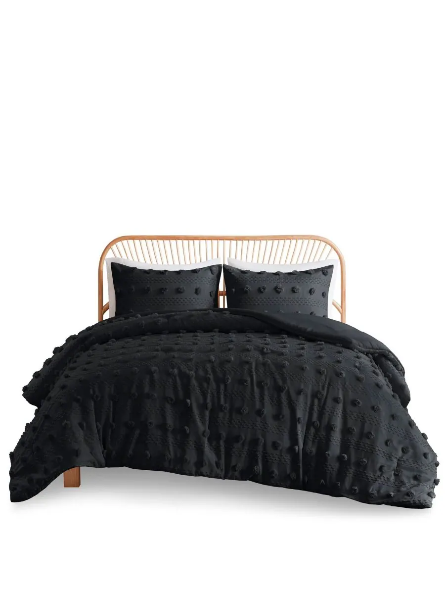 Комплект постельного белья Lucy Clip Jacquard из 3 предметов, размер King/California King — изображение 9 из 10, черный