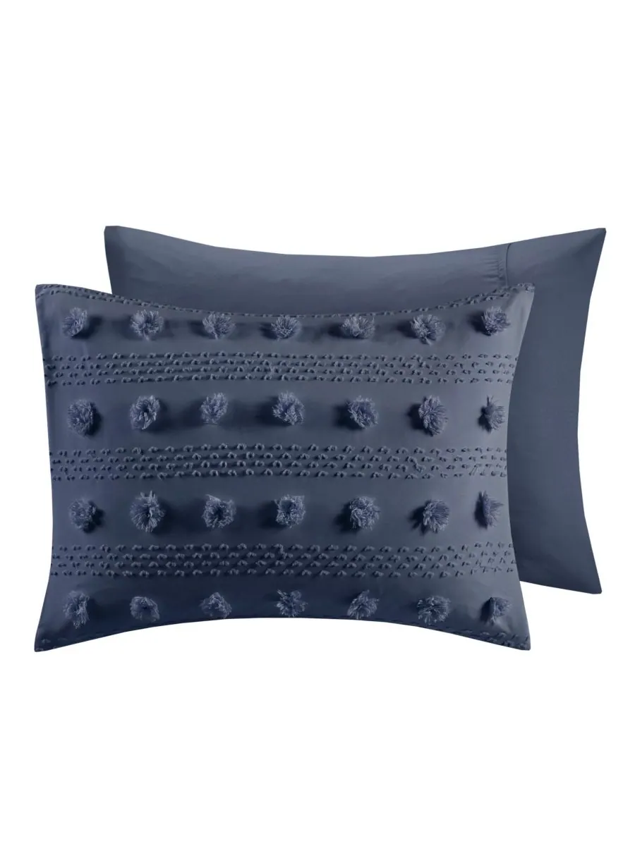 Комплект постельного белья Lucy Clip Jacquard из 3 предметов, размер King/California King — изображение 6 из 8, темно-синий