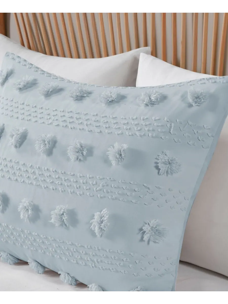 Комплект постельного белья Lucy Clip Jacquard из 3 предметов, размер King/California King — изображение 5 из 10, синий
