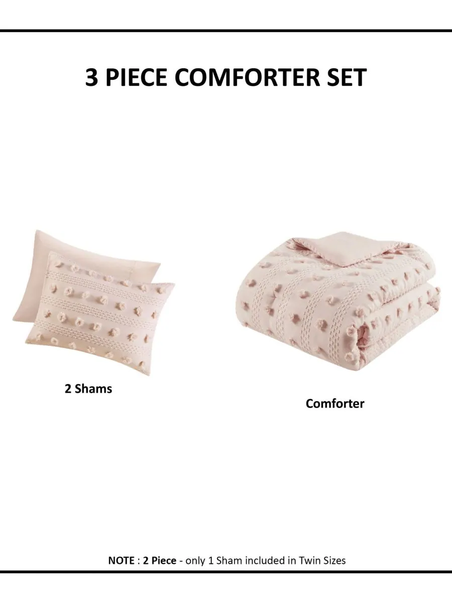 Комплект постельного белья Lucy Clip Jacquard из 3 предметов, размер King/California King — изображение 2 из 8, розовый