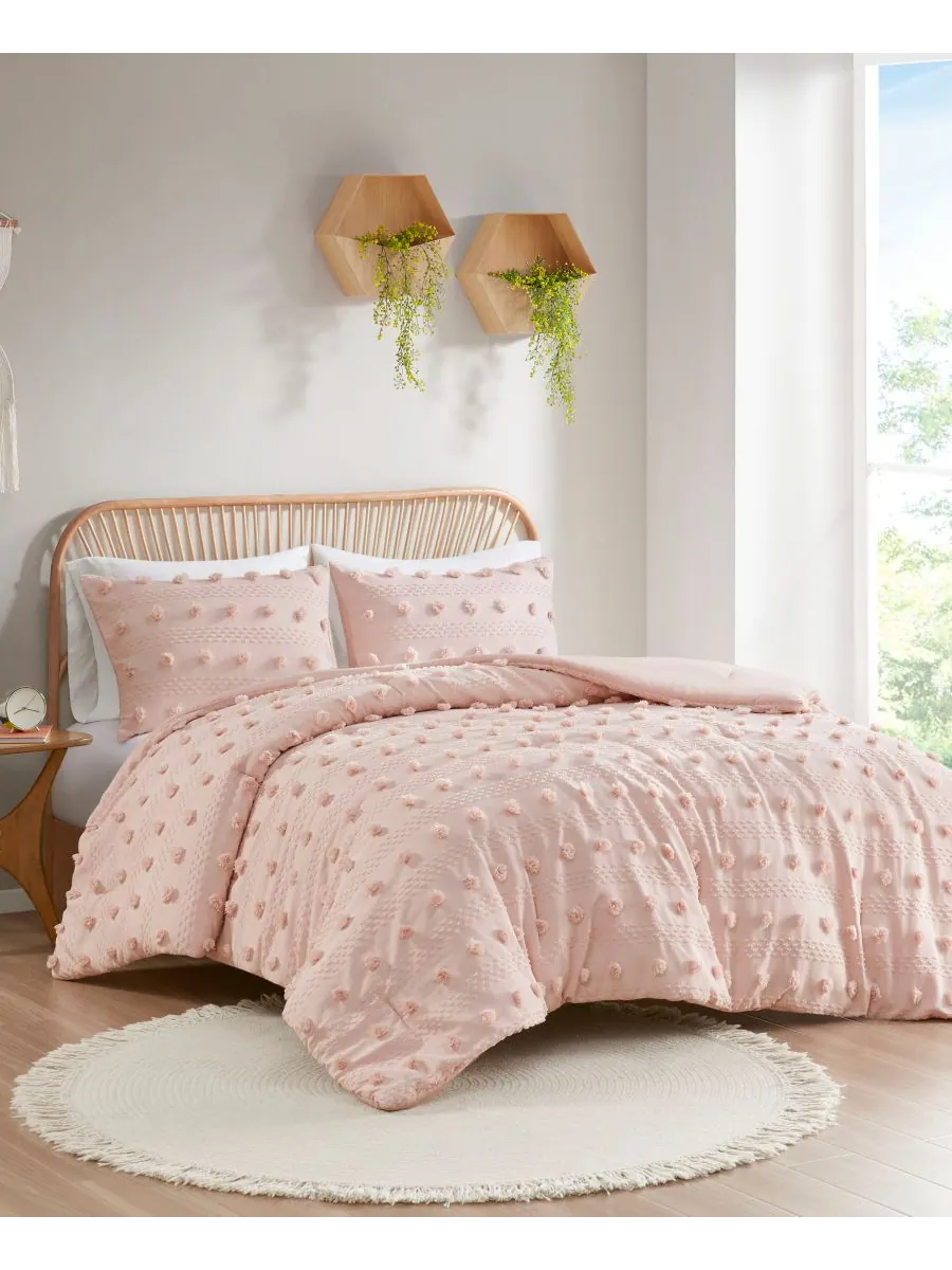 Комплект постельного белья Lucy Clip Jacquard из 3 предметов, размер King/California King — изображение 3 из 8, розовый