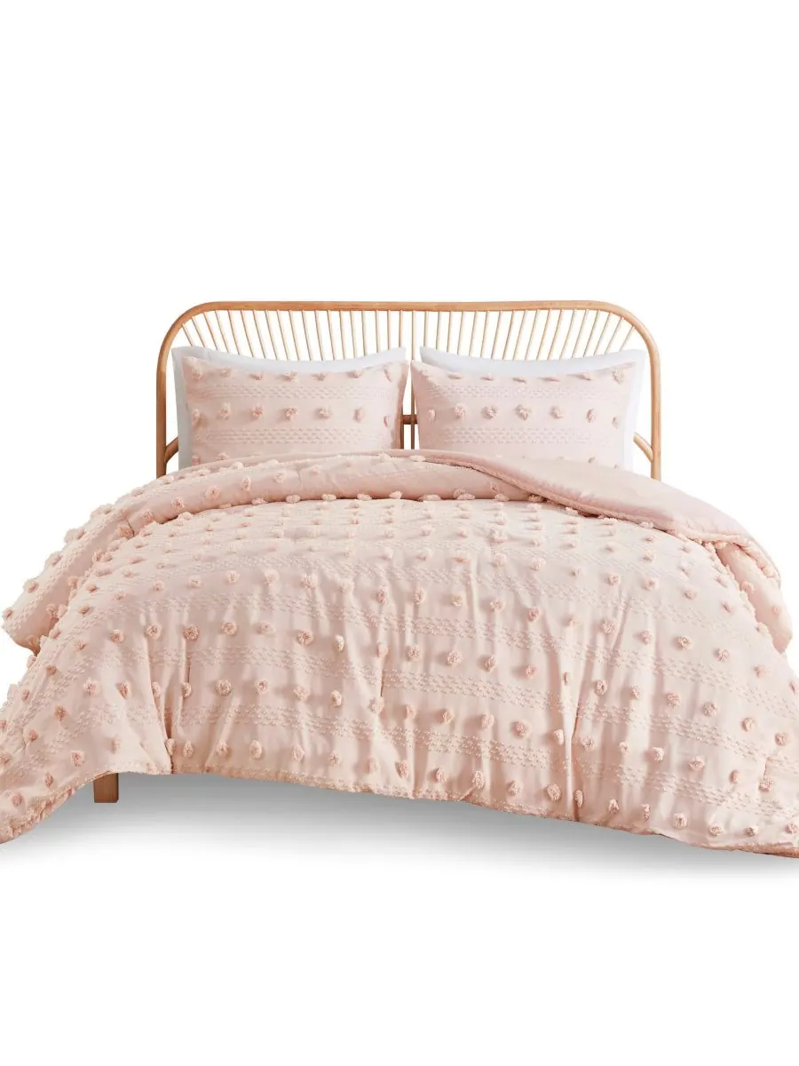 Комплект постельного белья Lucy Clip Jacquard из 3 предметов, размер King/California King — изображение 4 из 8, розовый
