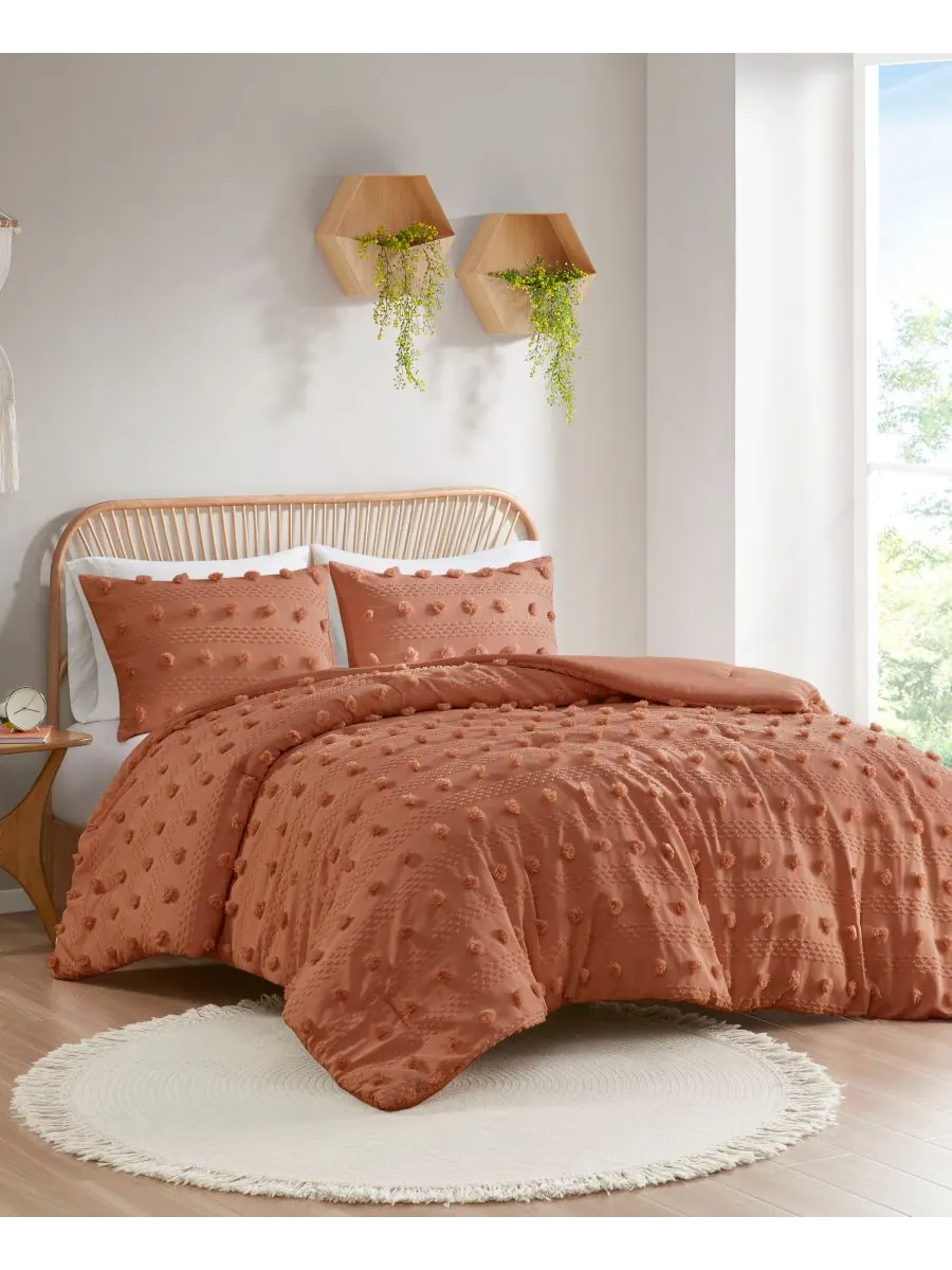 Комплект постельного белья Lucy Clip Jacquard из 3 предметов, размер King/California King — изображение 3 из 8, красный