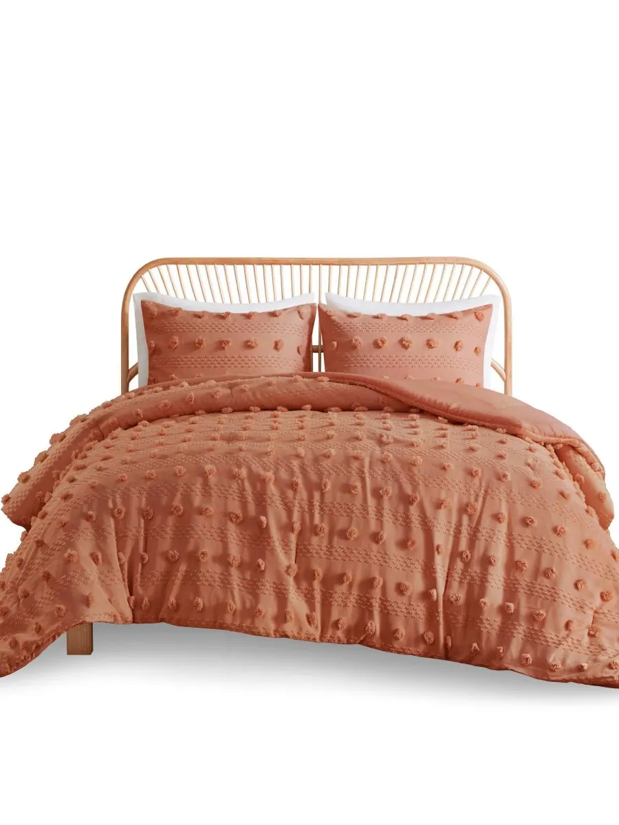 Комплект постельного белья Lucy Clip Jacquard из 3 предметов, размер King/California King — изображение 4 из 8, красный