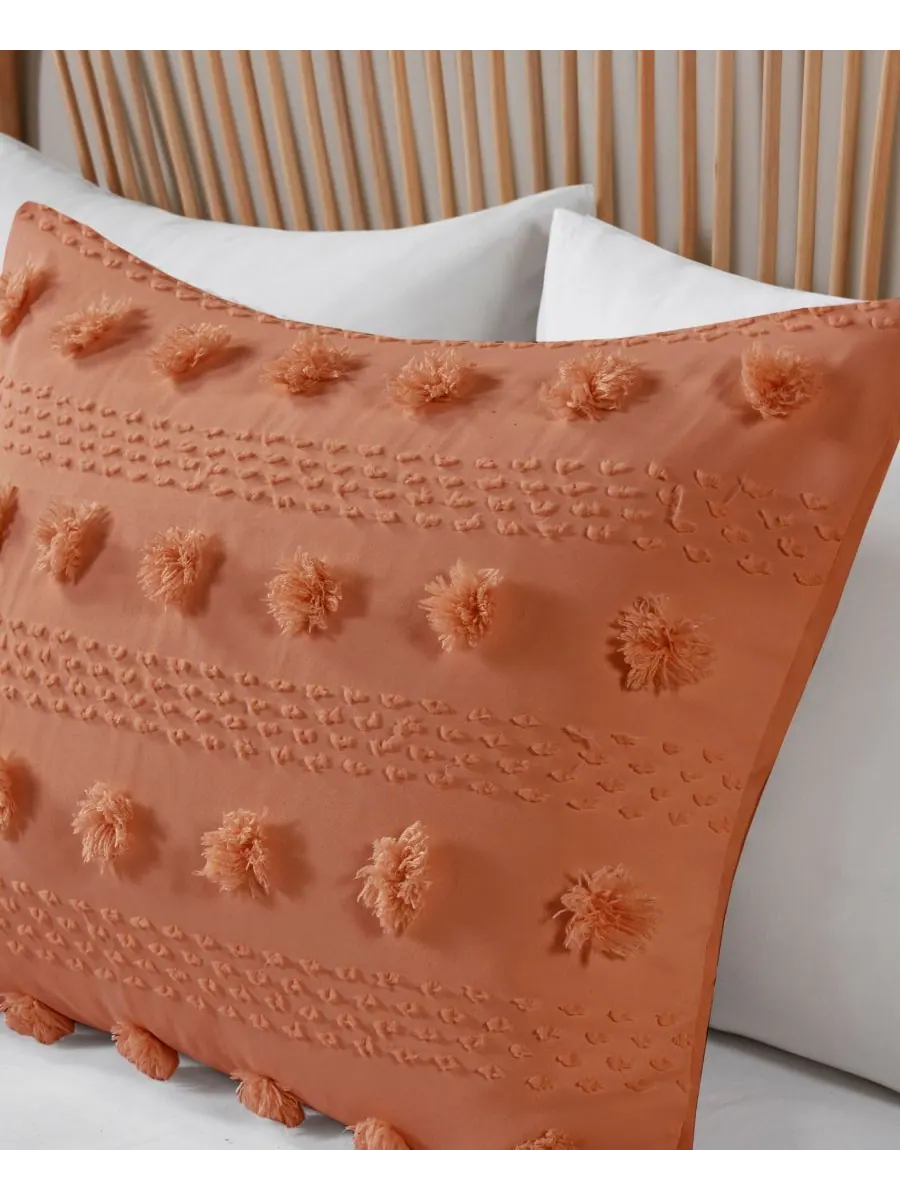 Комплект постельного белья Lucy Clip Jacquard из 3 предметов, размер King/California King — изображение 7 из 8, красный