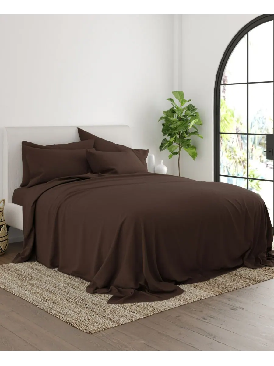 Комплект постельного белья Solids in Style из 4 предметов, размер Twin XL Ienjoy Home — изображение 3 из 5, шоколад