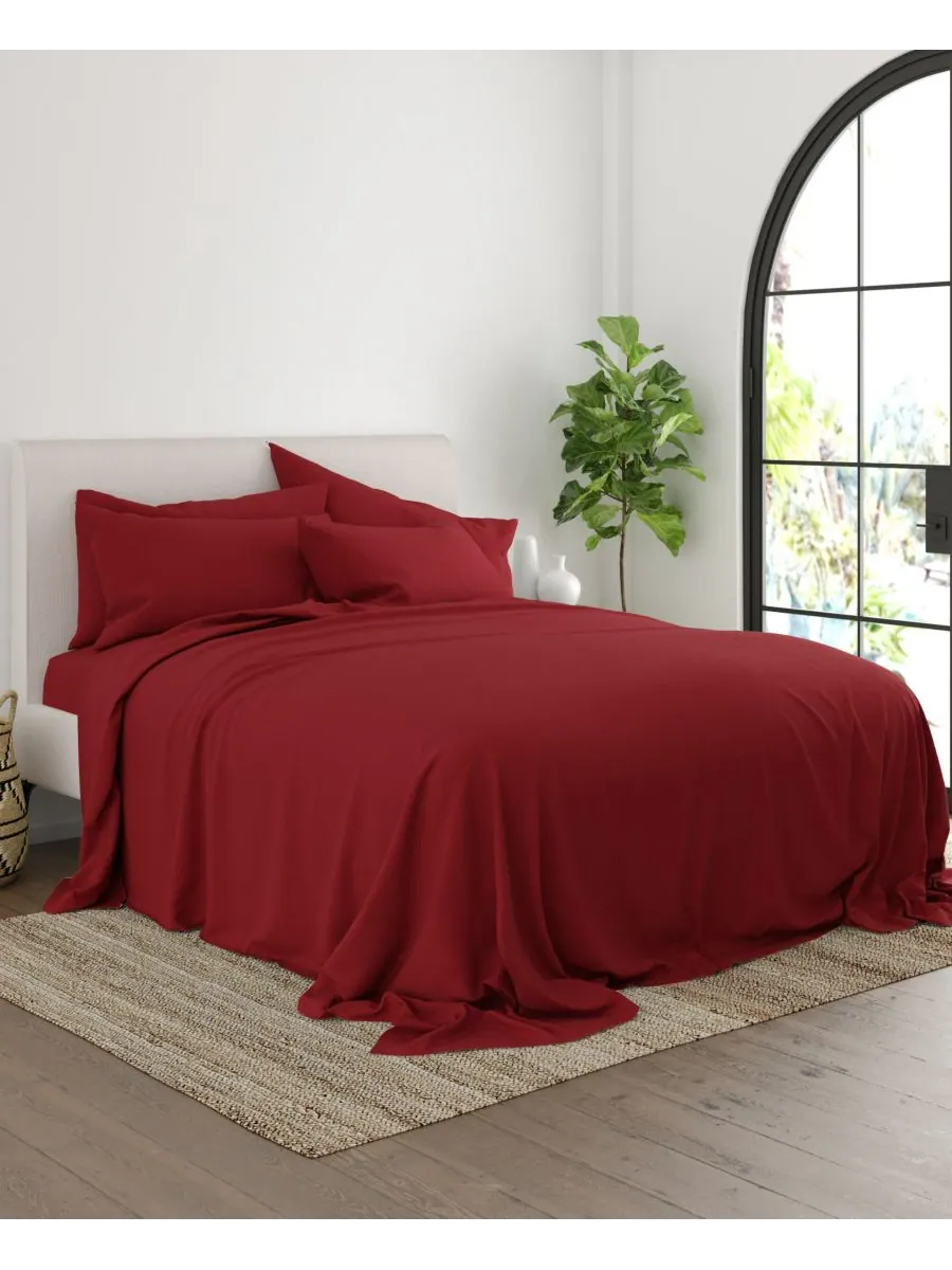 Комплект постельного белья Solids in Style из 4 предметов, размер Twin XL Ienjoy Home — изображение 3 из 5, бордовый