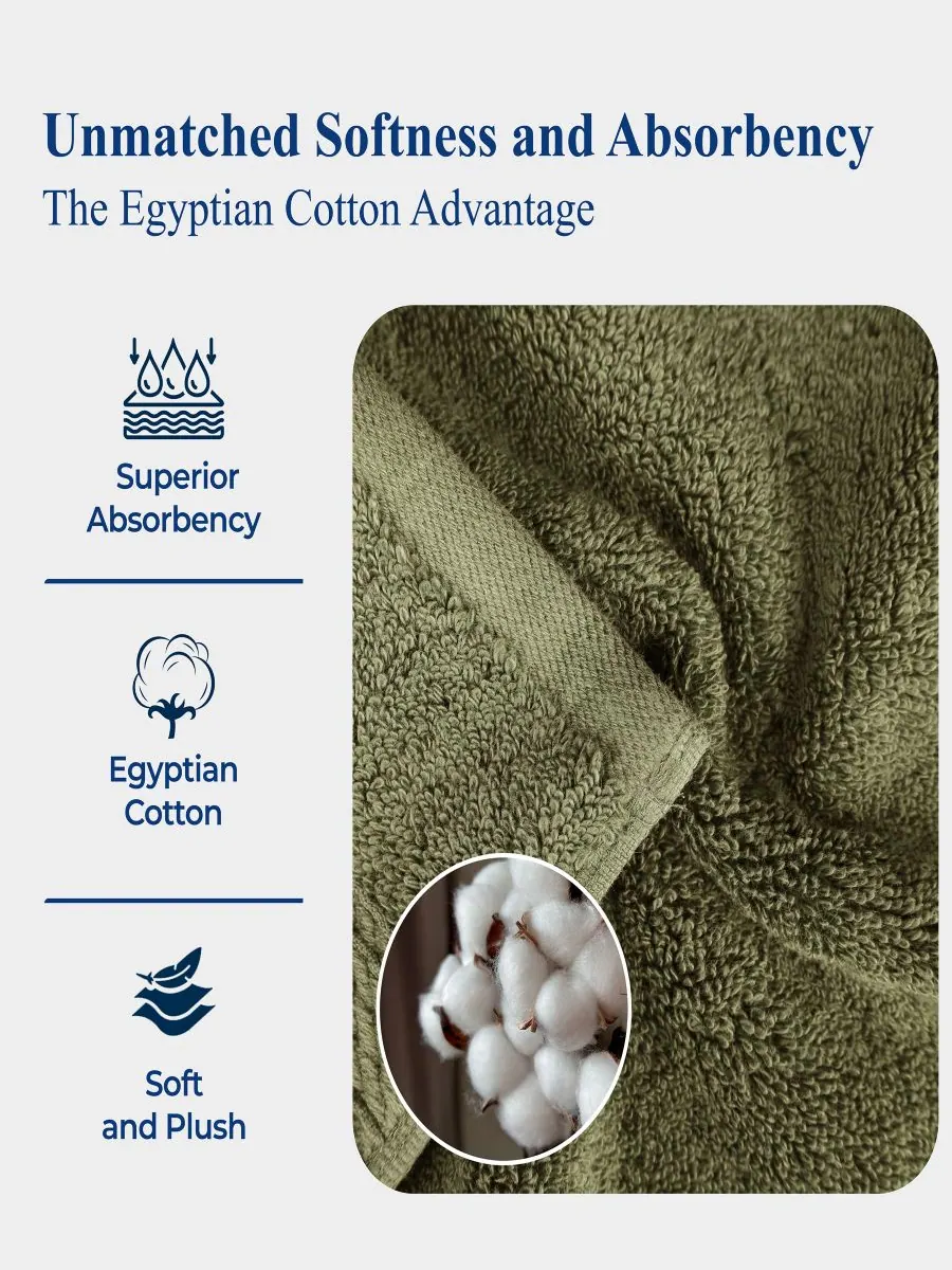 Набор из 4 банных полотенец из египетского хлопка Superior, Forest Green, 4 Piece Bath Towel Set — изображение 2 из 9