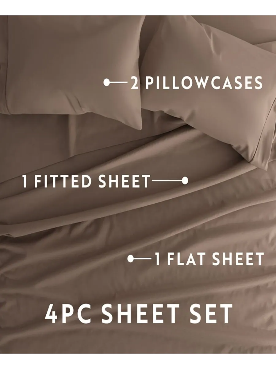 Комплект постельного белья Style Simplified из 4 предметов, размер Queen Ienjoy Home — изображение 4 из 6, тауп