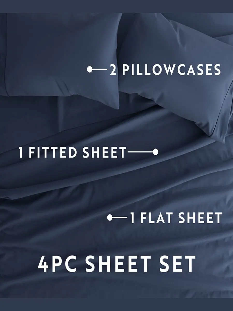 Комплект постельного белья Style Simplified из 4 предметов, размер Queen Ienjoy Home — изображение 6 из 6, темно-синий