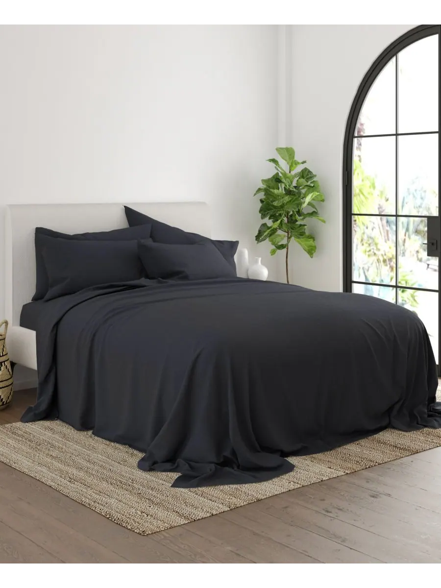 Комплект постельного белья Solids in Style из 4 предметов, размер Twin Ienjoy Home — изображение 3 из 5, черный