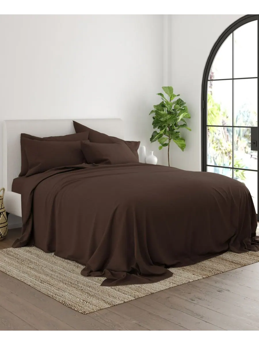 Комплект постельного белья Solids in Style из 4 предметов, размер Twin Ienjoy Home — изображение 3 из 5, шоколад