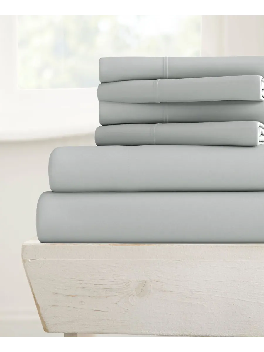 Комплект постельного белья Solids in Style из 4 предметов, размер Twin Ienjoy Home — изображение 1 из 1, светлый серый