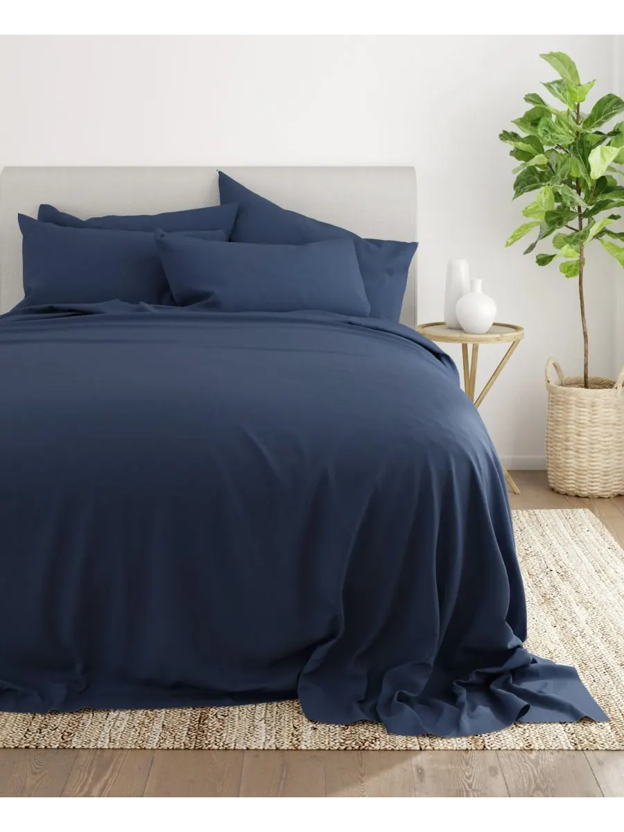 Комплект постельного белья Solids in Style из 4 предметов, размер Twin Ienjoy Home — изображение 4 из 5, темно-синий