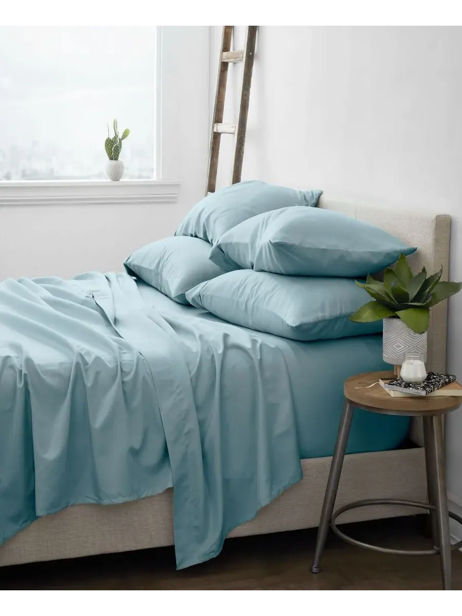 Комплект постельного белья Solids in Style из 4 предметов, размер Twin Ienjoy Home — изображение 2 из 3, океанский