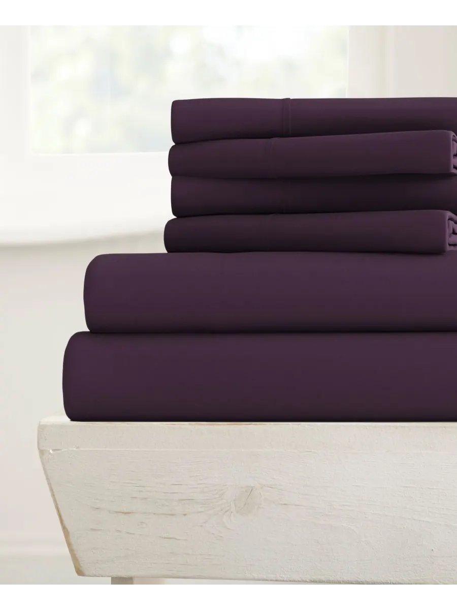 Комплект постельного белья Solids in Style из 4 предметов, размер Twin Ienjoy Home — изображение 1 из 5, фиолетовый