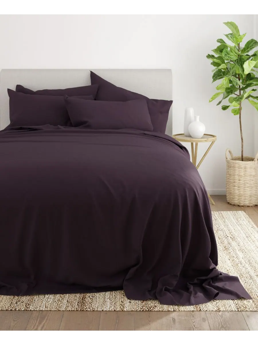 Комплект постельного белья Solids in Style из 4 предметов, размер Twin Ienjoy Home — изображение 4 из 5, фиолетовый
