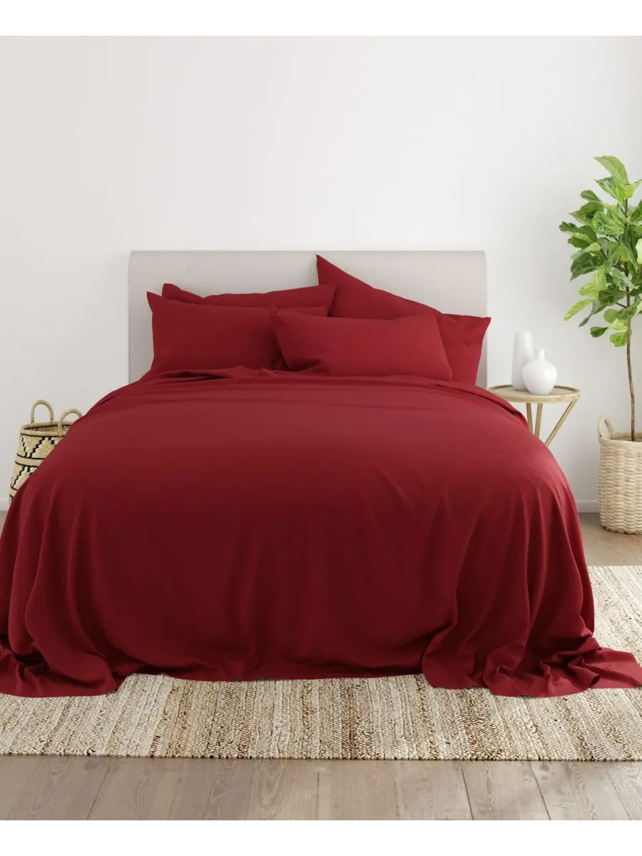 Комплект постельного белья Solids in Style из 4 предметов, размер Twin Ienjoy Home — изображение 2 из 5, бордовый