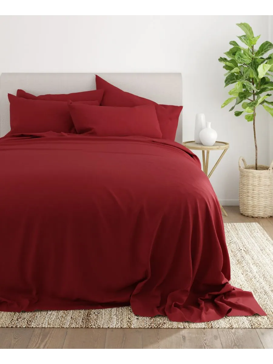 Комплект постельного белья Solids in Style из 4 предметов, размер Twin Ienjoy Home — изображение 4 из 5, бордовый