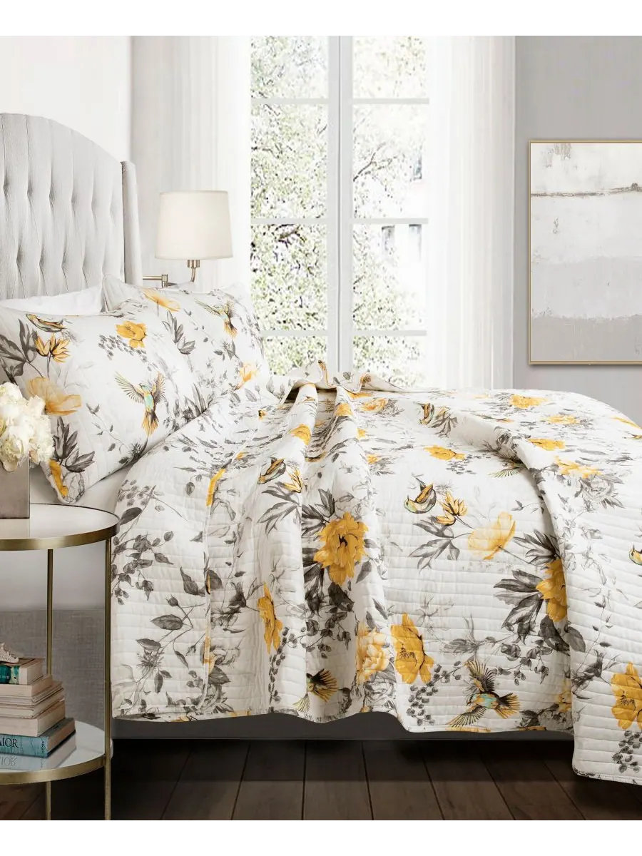 Комплект постельного белья Penrose Floral из 3 предметов, размер Full/Queen Lush Décor — желтый
