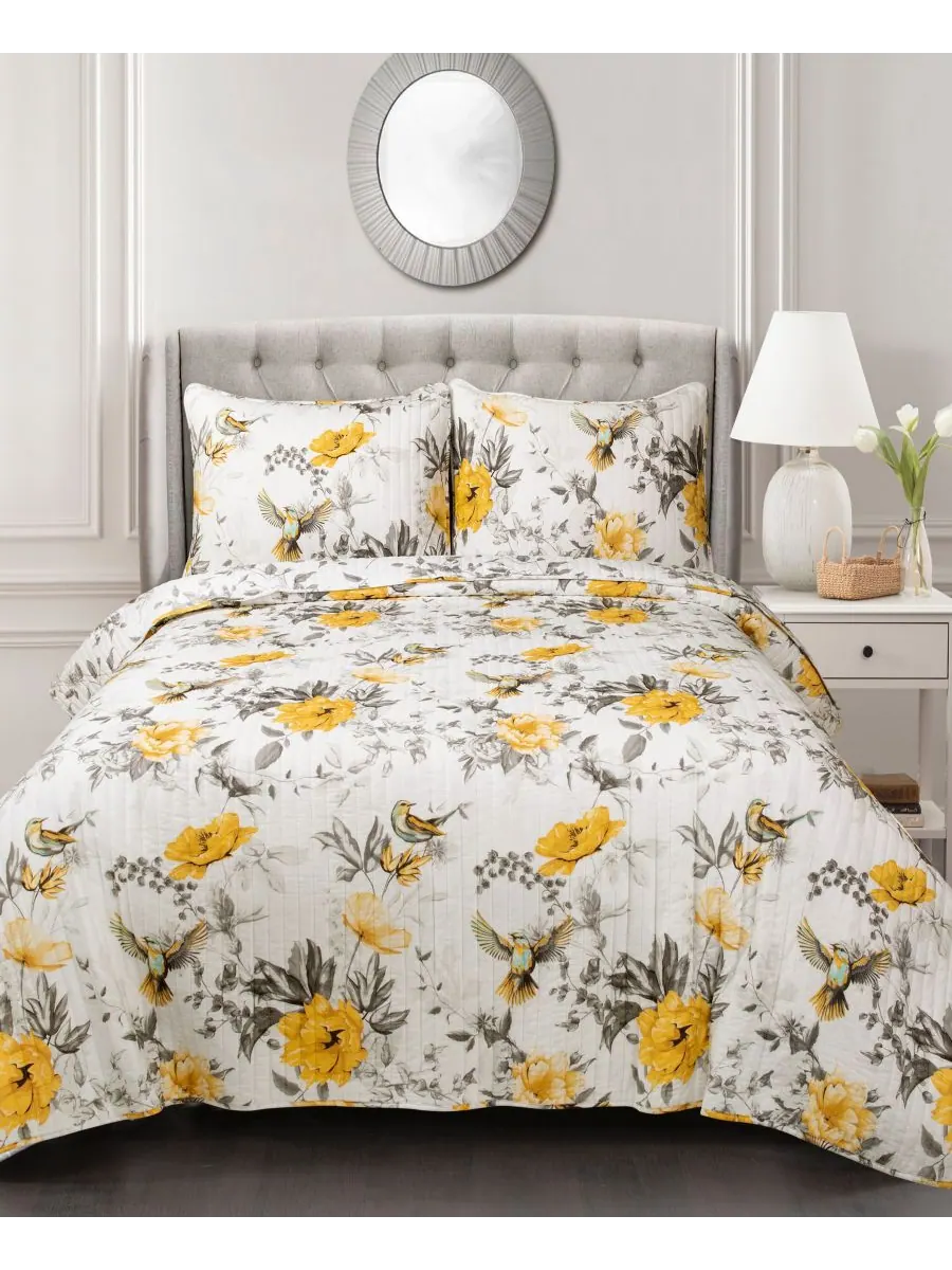 Комплект постельного белья Penrose Floral из 3 предметов, размер Full/Queen Lush Décor — изображение 2 из 7, желтый
