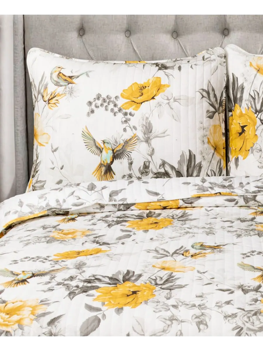Комплект постельного белья Penrose Floral из 3 предметов, размер Full/Queen Lush Décor — изображение 4 из 7, желтый