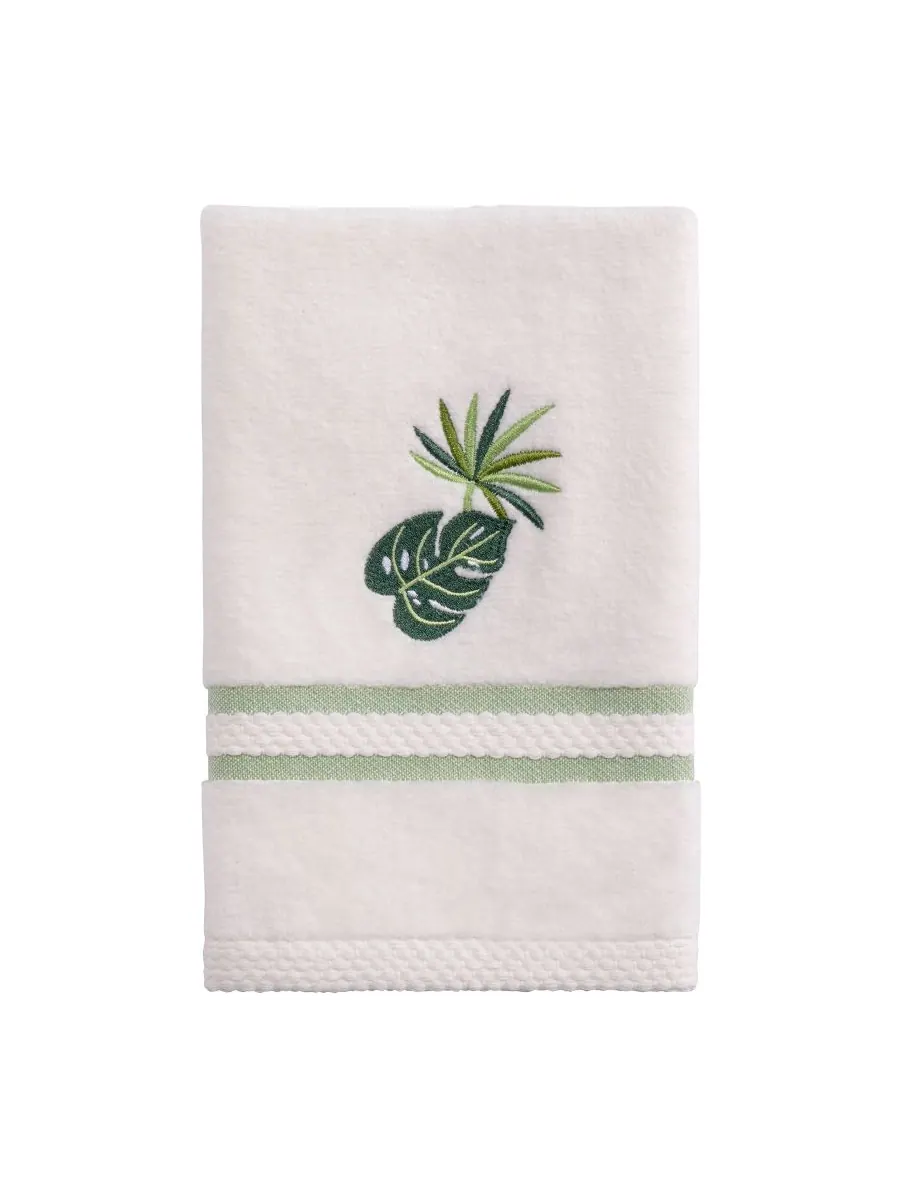Хлопковое полотенце viva palm с вышивкой, 11 x 18 дюймов. Avanti — белый