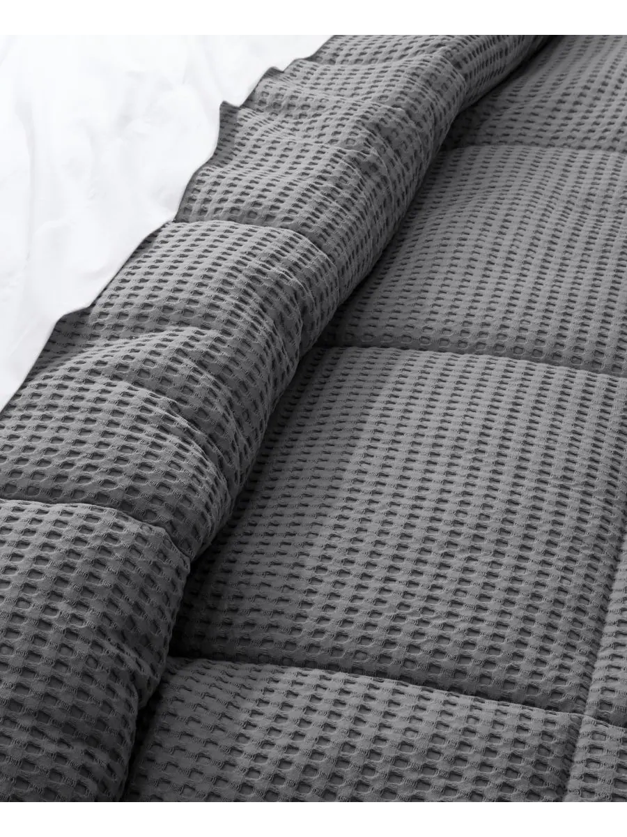 Комплект постельного белья mills с вафельной текстурой, 2 предмета, размер twin/twin xl Levtex — изображение 2 из 6, черный