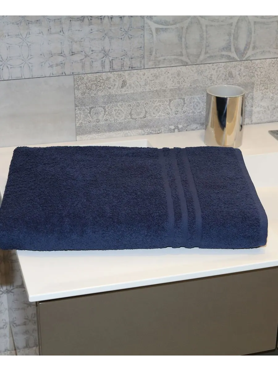 Банное полотенце denzi Linum Home — изображение 2 из 2, темно-синий