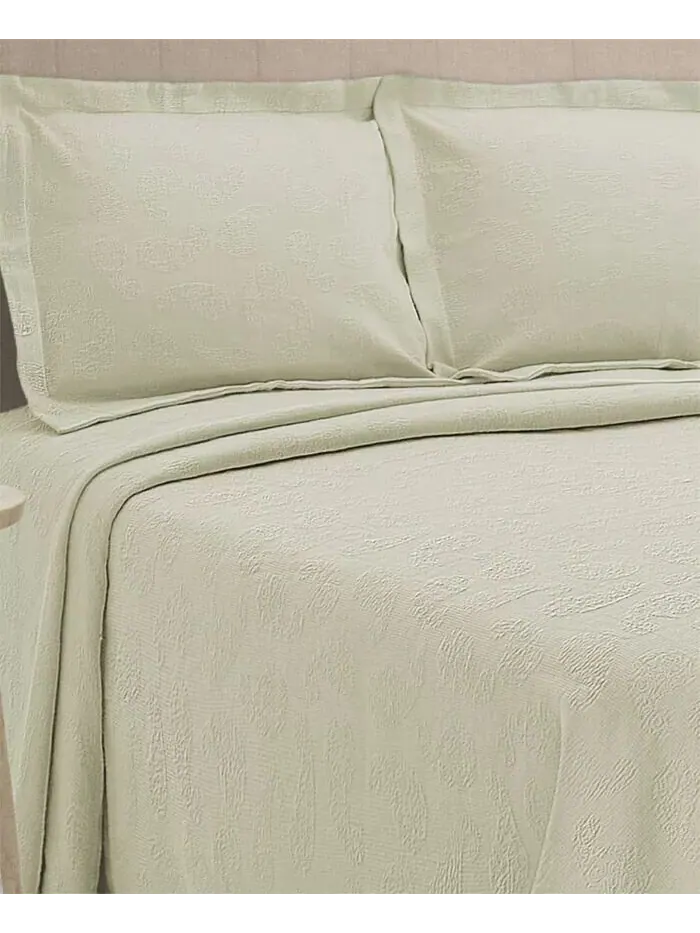 Всесезонный комплект из трех предметов покрывала Paisley Matelasse из 100% хлопка — изображение 3 из 4, белый