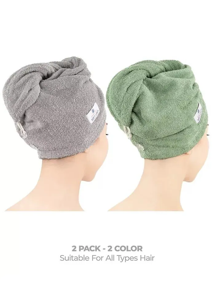 Набор полотенец American Soft Linen для сушки волос в упаковке, 2 шт — изображение 2 из 7, зеленый