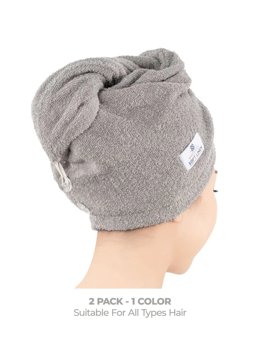 Набор из 2 полотенец для сушки волос, 60 см x 33 см American Soft Linen — изображение 3 из 6, серый