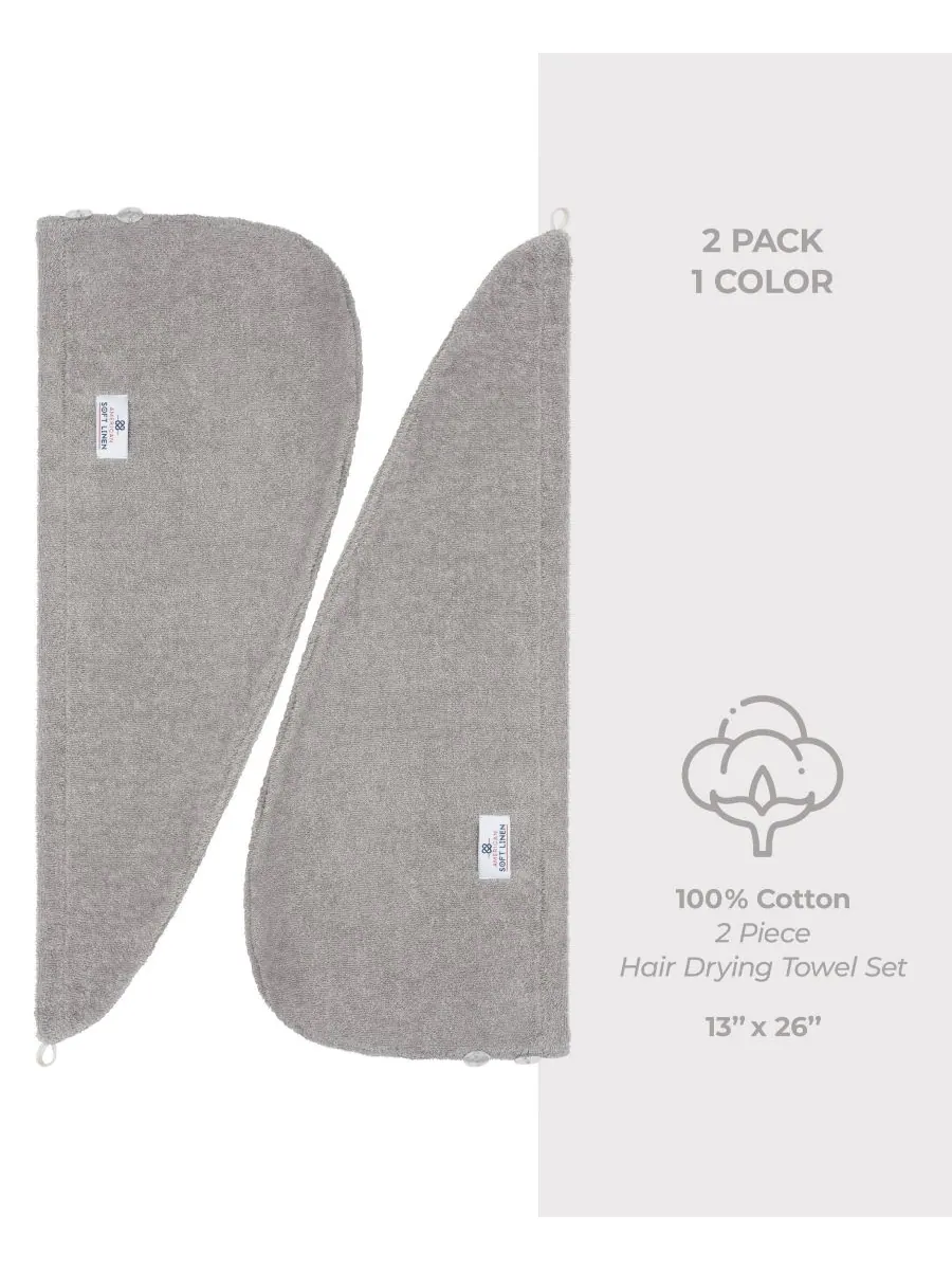 Набор из 2 полотенец для сушки волос, 60 см x 33 см American Soft Linen — изображение 4 из 6, серый