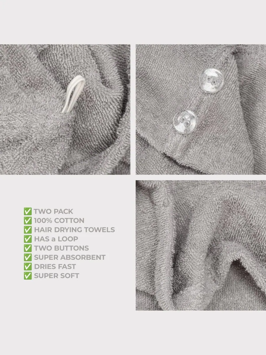 Набор из 2 полотенец для сушки волос, 60 см x 33 см American Soft Linen — изображение 5 из 6, серый