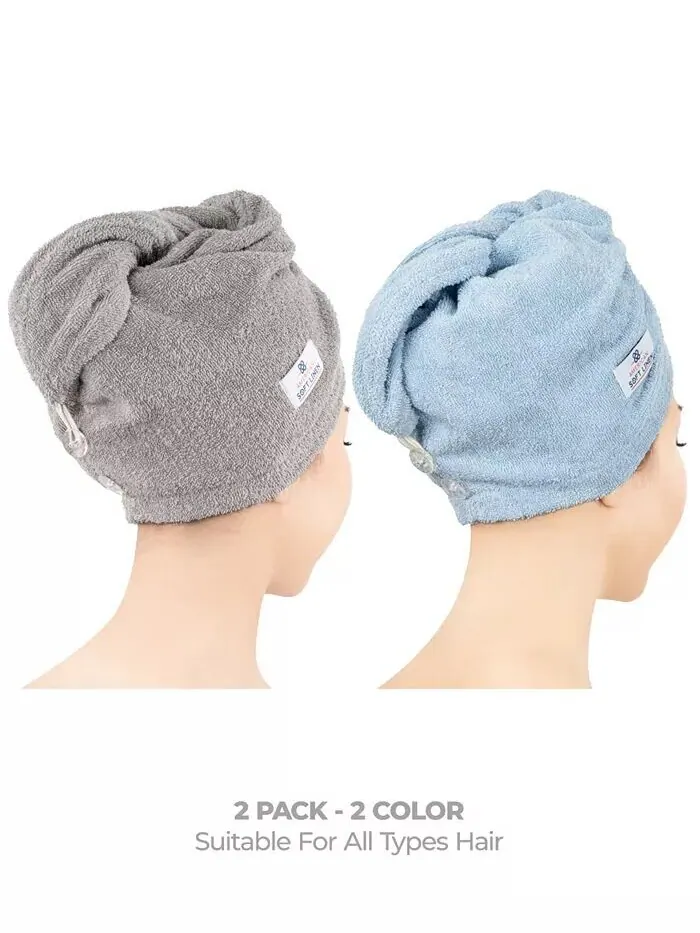 Набор полотенец American Soft Linen для сушки волос в упаковке, 2 шт — изображение 2 из 7, синий