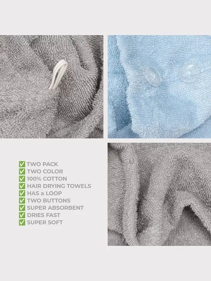 Набор полотенец American Soft Linen для сушки волос в упаковке, 2 шт — изображение 6 из 7, синий