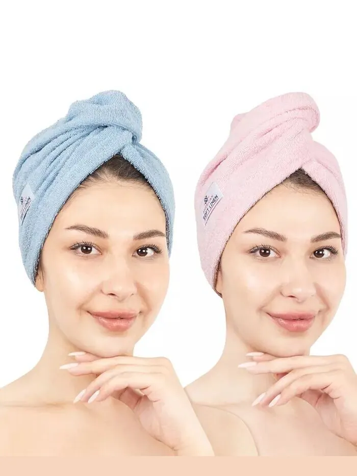 Набор полотенец American Soft Linen для сушки волос в упаковке, 2 шт — изображение 1 из 7, розовый