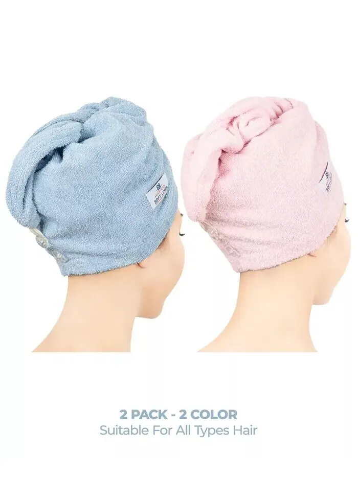 Набор полотенец American Soft Linen для сушки волос в упаковке, 2 шт — изображение 2 из 7, розовый