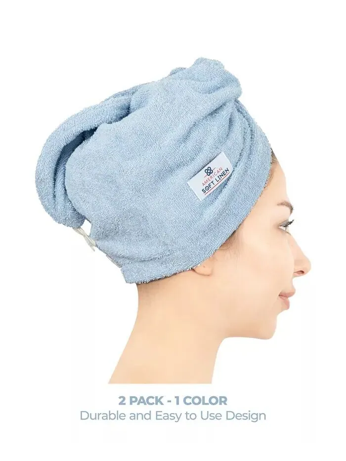 Набор полотенец American Soft Linen для сушки волос в упаковке, 2 шт — изображение 3 из 7, розовый