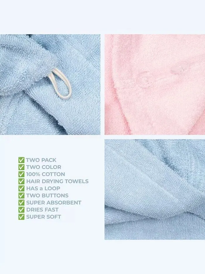 Набор полотенец American Soft Linen для сушки волос в упаковке, 2 шт — изображение 6 из 7, розовый