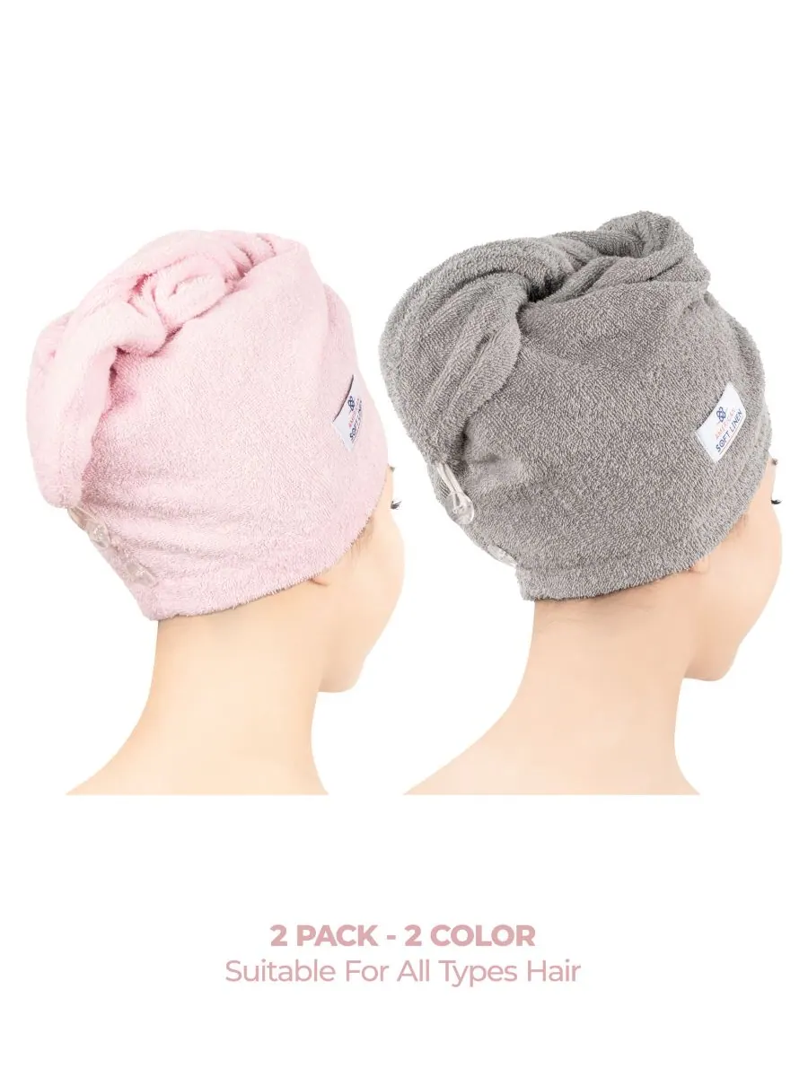 Набор из 2 полотенец для сушки волос, 60 см x 33 см American Soft Linen — изображение 2 из 7, розовый