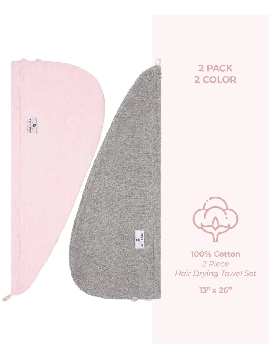 Набор из 2 полотенец для сушки волос, 60 см x 33 см American Soft Linen — изображение 5 из 7, розовый