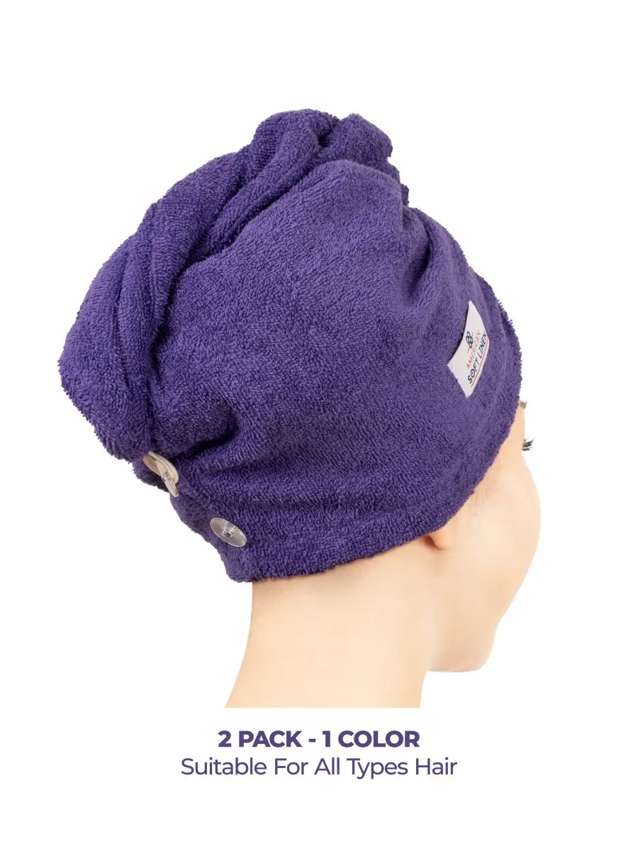 Набор из 2 полотенец для сушки волос, 60 см x 33 см American Soft Linen — изображение 3 из 6, фиолетовый