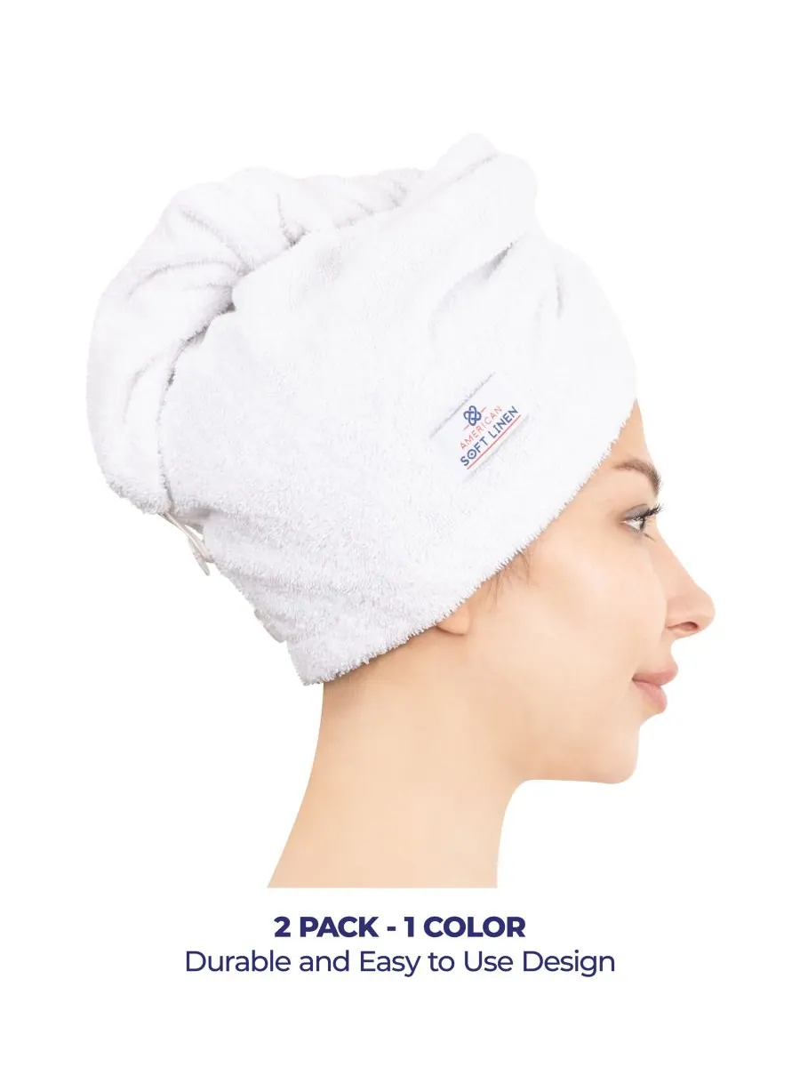 Набор из 2 полотенец для сушки волос, 60 см x 33 см American Soft Linen — изображение 2 из 6, белый
